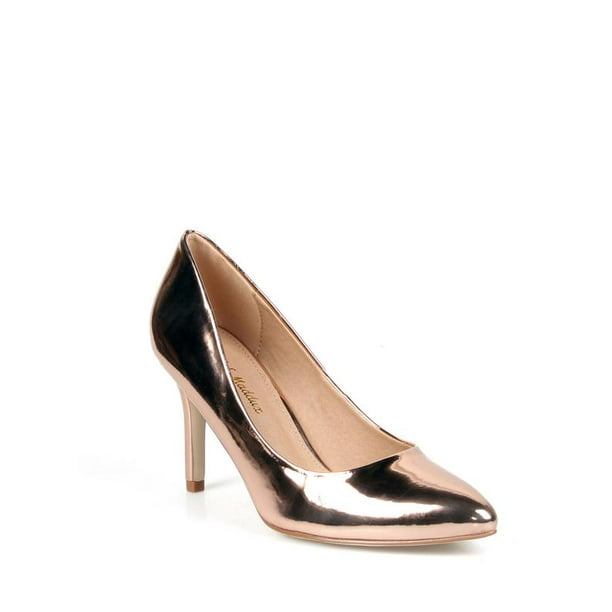 Red Cherry Rose Gold Metallic Pointy Toe Pump Shoe 4.5" Stiletto High Heels Red Cherry Rose Gold Metallic Pointy Toe Pump Shoe 4.5" Stiletto High Heels